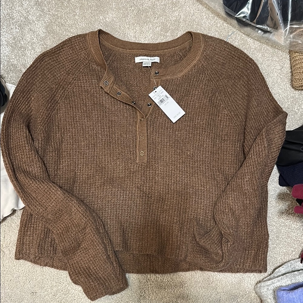 American Eagle Brown Knit Sweater XS